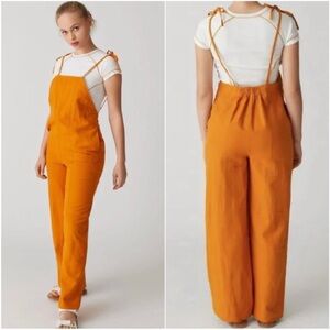 Urban Outfitters Harley Linen Cotton Blend Jumpsuit Overalls Wide Leg Sunshine